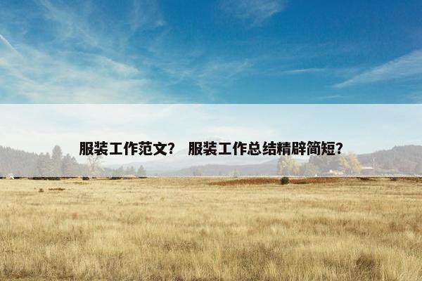 服装工作范文？ 服装工作总结精辟简短？