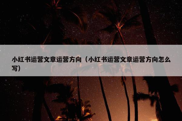 小红书运营文章运营方向（小红书运营文章运营方向怎么写）