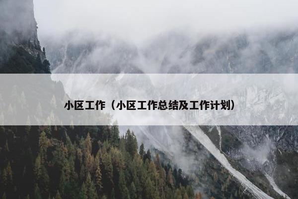 小区工作（小区工作总结及工作计划）