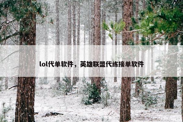 lol代单软件，英雄联盟代练接单软件