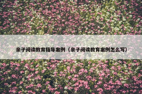 亲子阅读教育指导案例（亲子阅读教育案例怎么写）