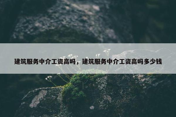 建筑服务中介工资高吗，建筑服务中介工资高吗多少钱
