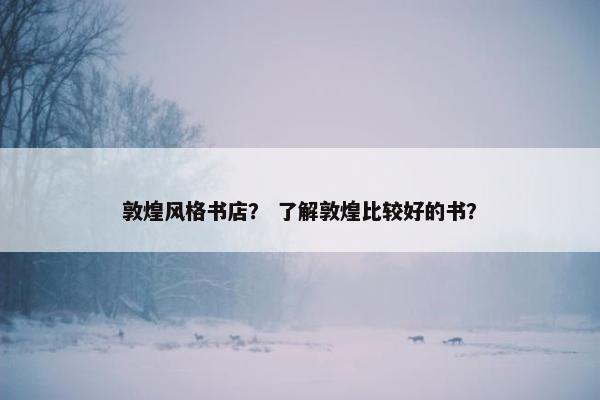 敦煌风格书店？ 了解敦煌比较好的书？