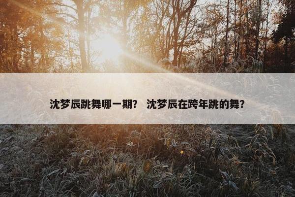沈梦辰跳舞哪一期？ 沈梦辰在跨年跳的舞？