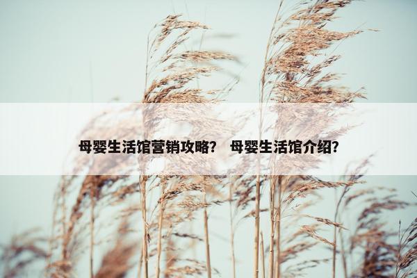 母婴生活馆营销攻略？ 母婴生活馆介绍？