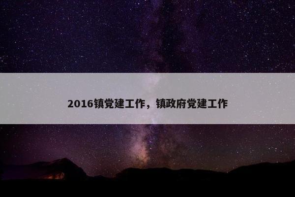 2016镇党建工作，镇政府党建工作