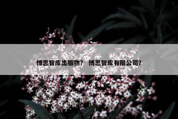 博思智库出版物？ 博思智库有限公司？