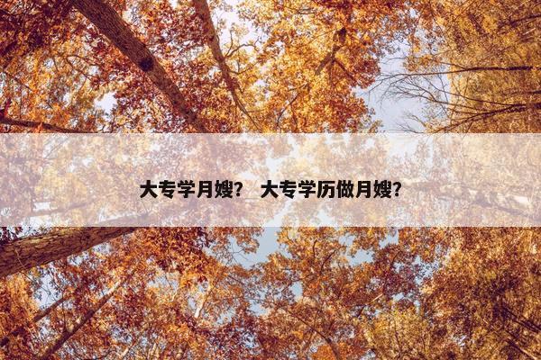 大专学月嫂？ 大专学历做月嫂？