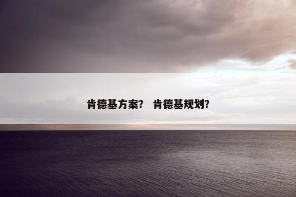 肯德基方案？ 肯德基规划？