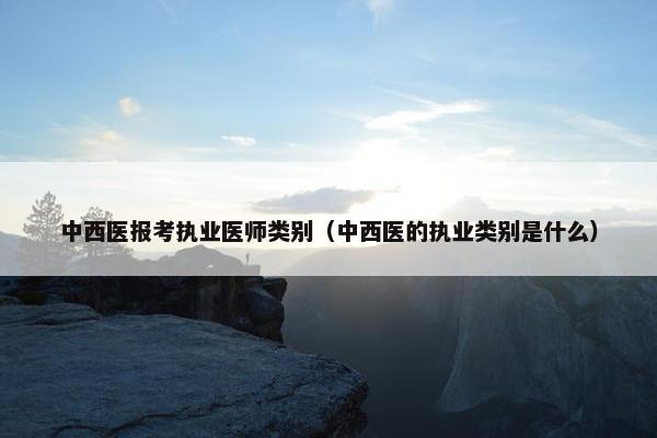 中西医报考执业医师类别（中西医的执业类别是什么）