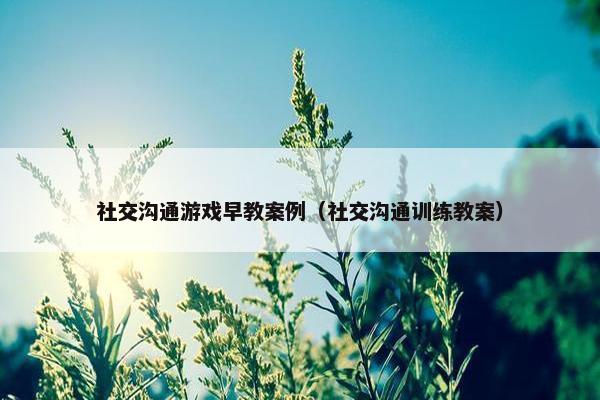 社交沟通游戏早教案例（社交沟通训练教案）