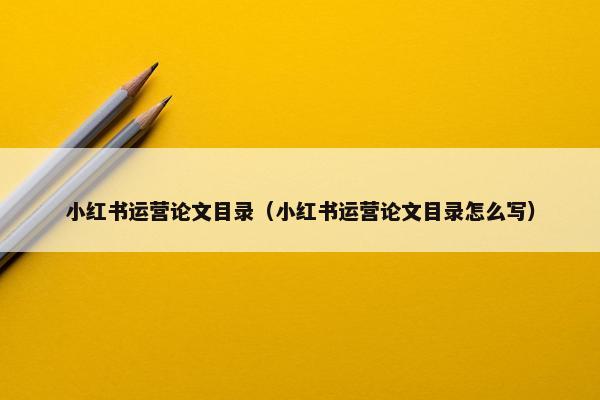 小红书运营论文目录（小红书运营论文目录怎么写）