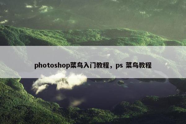 photoshop菜鸟入门教程，ps 菜鸟教程