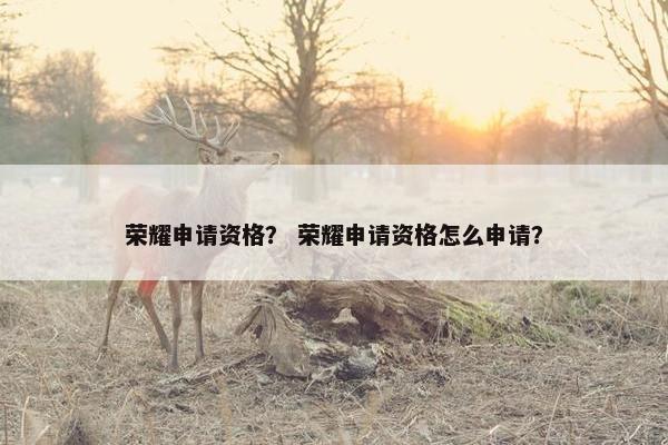 荣耀申请资格？ 荣耀申请资格怎么申请？