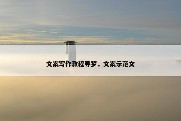 文案写作教程寻梦，文案示范文
