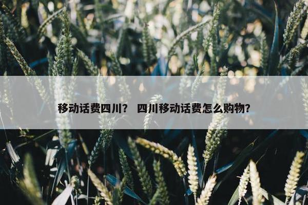 移动话费四川？ 四川移动话费怎么购物？