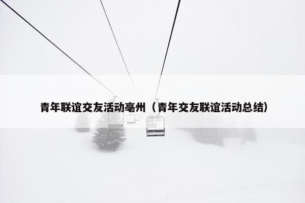 青年联谊交友活动亳州（青年交友联谊活动总结）