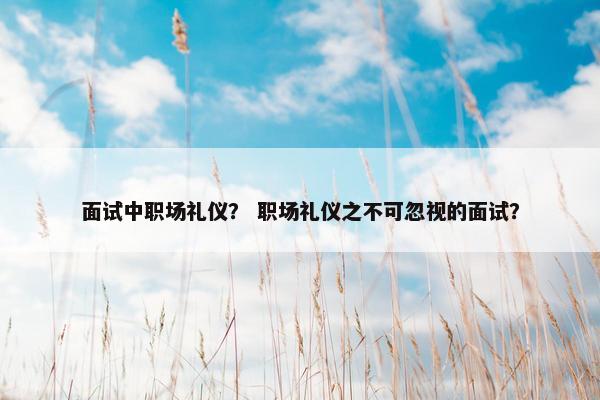 面试中职场礼仪？ 职场礼仪之不可忽视的面试？