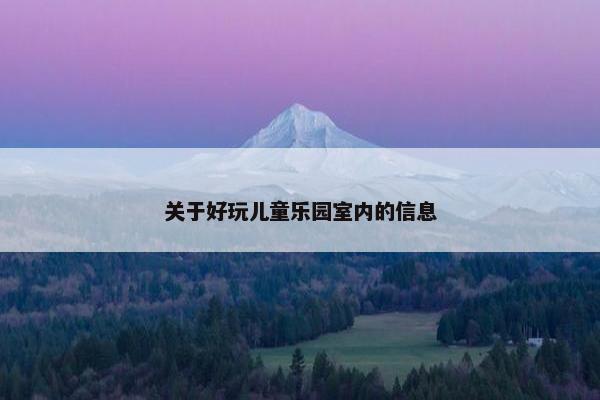 关于好玩儿童乐园室内的信息