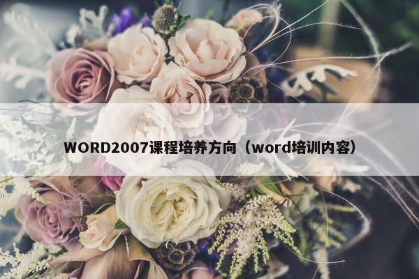 WORD2007课程培养方向（word培训内容）