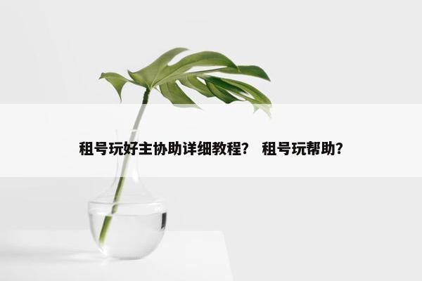 租号玩好主协助详细教程？ 租号玩帮助？