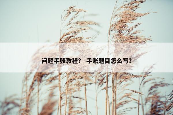 问题手账教程？ 手账题目怎么写？