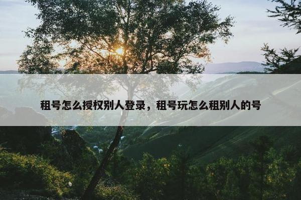 租号怎么授权别人登录，租号玩怎么租别人的号