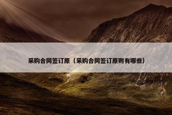 采购合同签订原（采购合同签订原则有哪些）