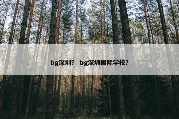 bg深圳？ bg深圳国际学校？