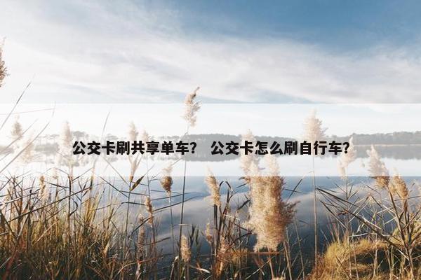 公交卡刷共享单车？ 公交卡怎么刷自行车？