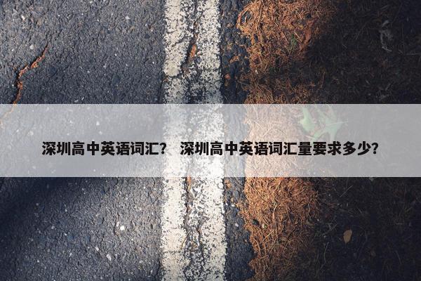 深圳高中英语词汇？ 深圳高中英语词汇量要求多少？
