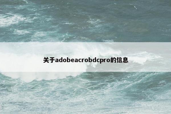 关于adobeacrobdcpro的信息