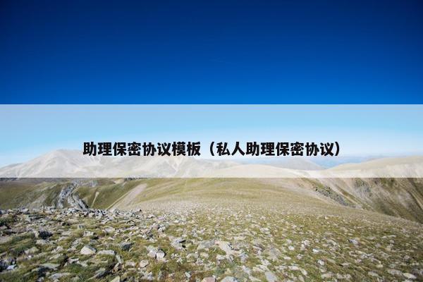助理保密协议模板（私人助理保密协议）