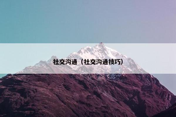 社交沟通（社交沟通技巧）