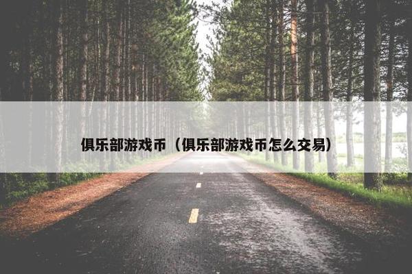 俱乐部游戏币（俱乐部游戏币怎么交易）