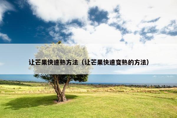 让芒果快速熟方法（让芒果快速变熟的方法）