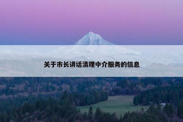 关于市长讲话清理中介服务的信息