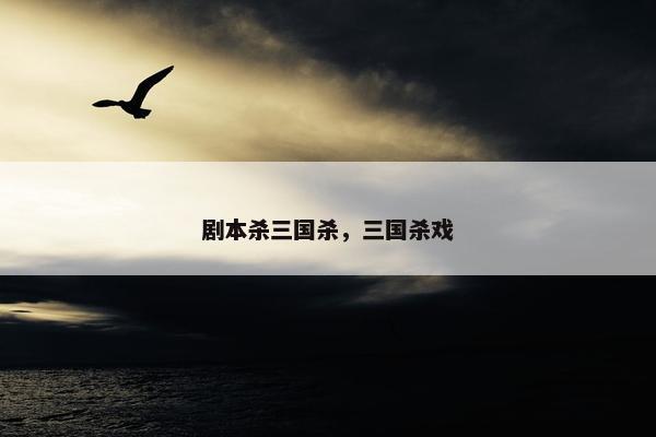 剧本杀三国杀，三国杀戏
