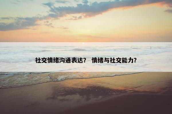 社交情绪沟通表达？ 情绪与社交能力？