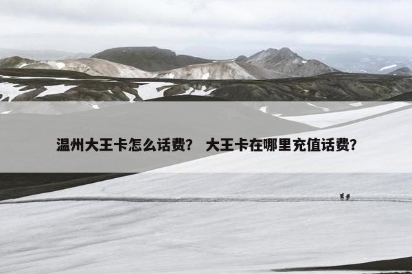 温州大王卡怎么话费？ 大王卡在哪里充值话费？