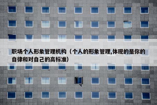 职场个人形象管理机构（个人的形象管理,体现的是你的自律和对自己的高标准）
