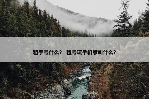 租手号什么？ 租号玩手机版叫什么？