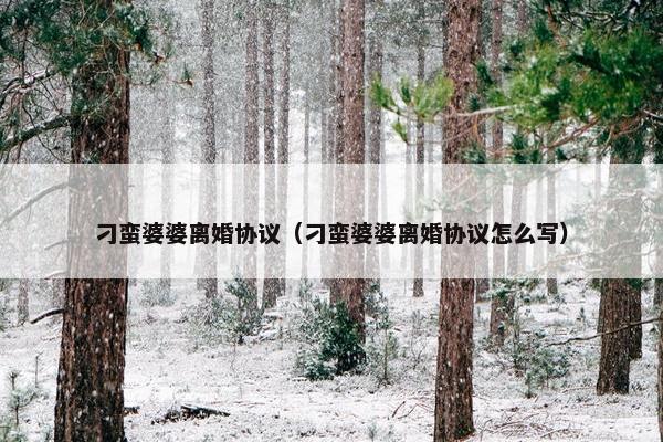 刁蛮婆婆离婚协议（刁蛮婆婆离婚协议怎么写）