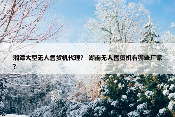 湘潭大型无人售货机代理？ 湖南无人售货机有哪些厂家？