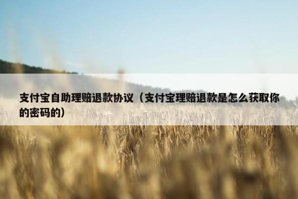 支付宝自助理赔退款协议（支付宝理赔退款是怎么获取你的密码的）