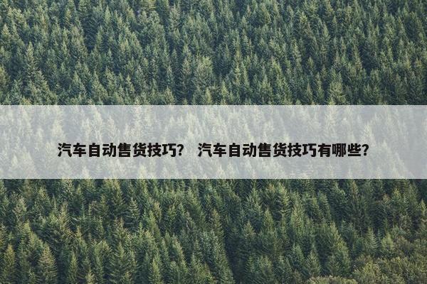 汽车自动售货技巧？ 汽车自动售货技巧有哪些？