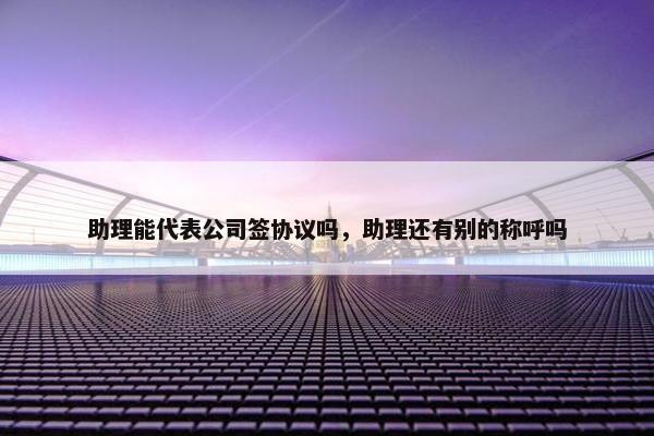 助理能代表公司签协议吗，助理还有别的称呼吗
