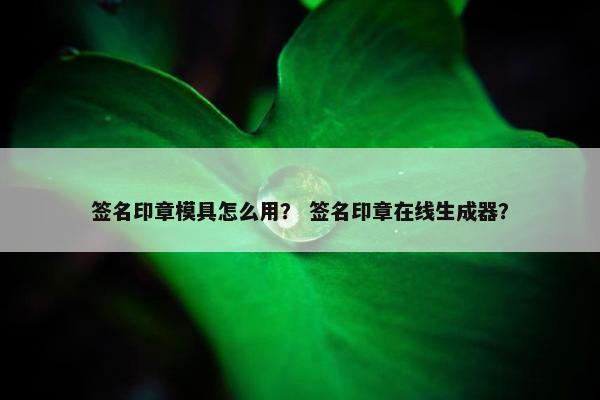 签名印章模具怎么用？ 签名印章在线生成器？