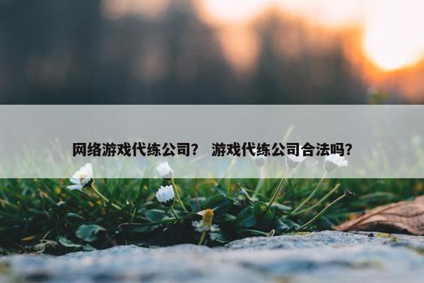 网络游戏代练公司？ 游戏代练公司合法吗？