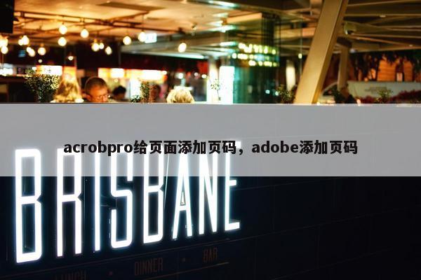 acrobpro给页面添加页码，adobe添加页码